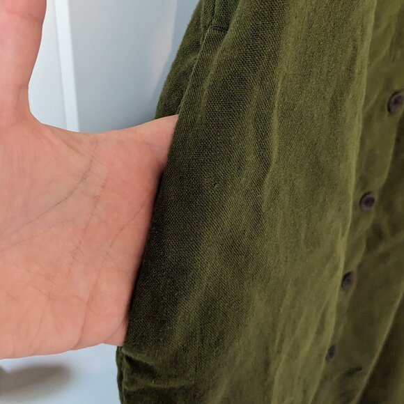 Old Navy Green Linen Blend Button Down Midi Dress - Size Medium - Picture 4 of 5